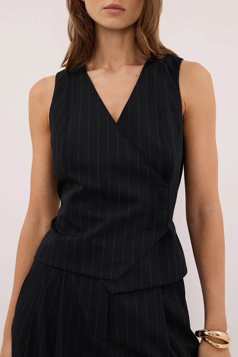 SIAN INK PINSTRIPE ASYM VEST - Image 5