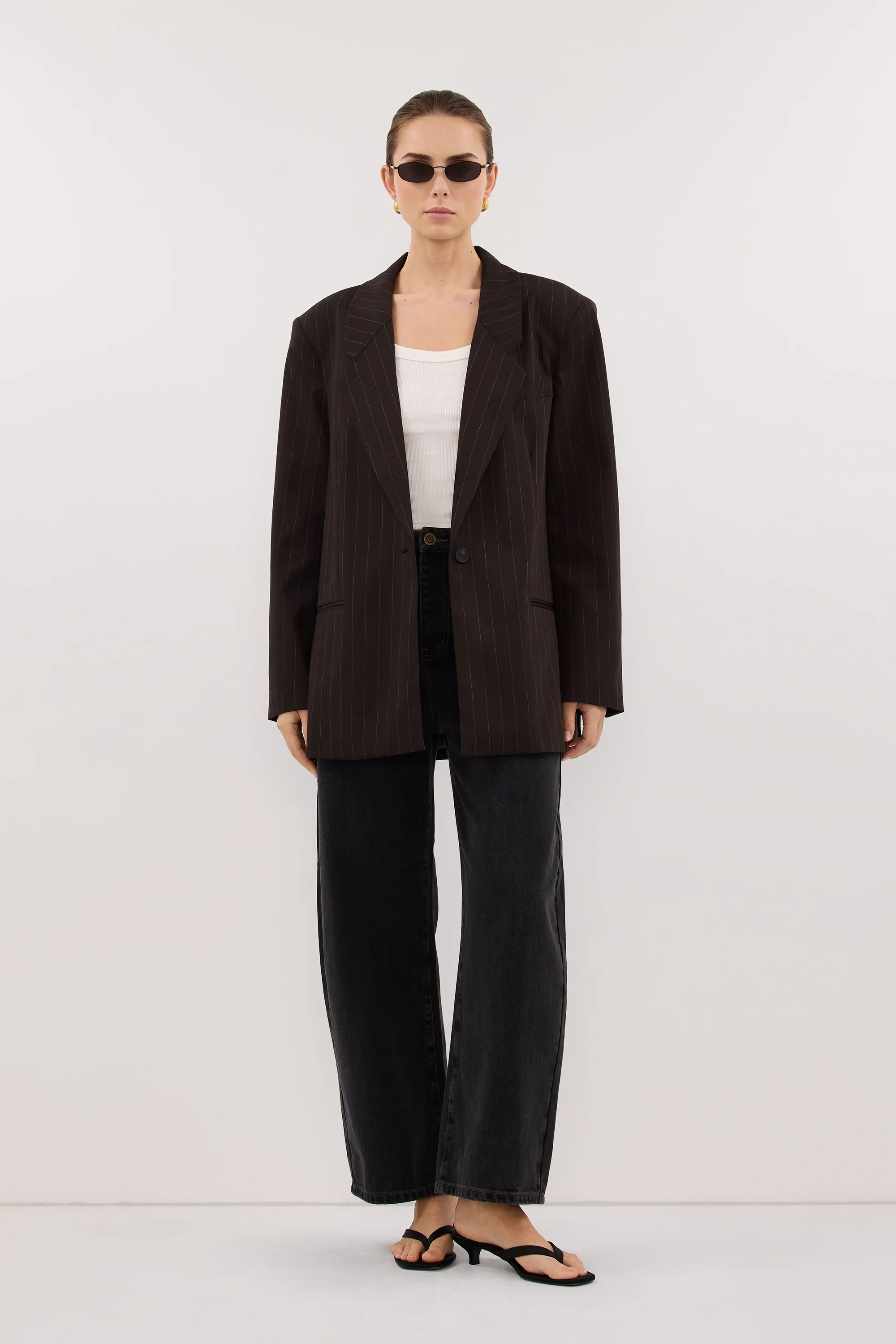 SIAN PEAT CHOC STRIPE OVERSIZED BLAZER - Image 3