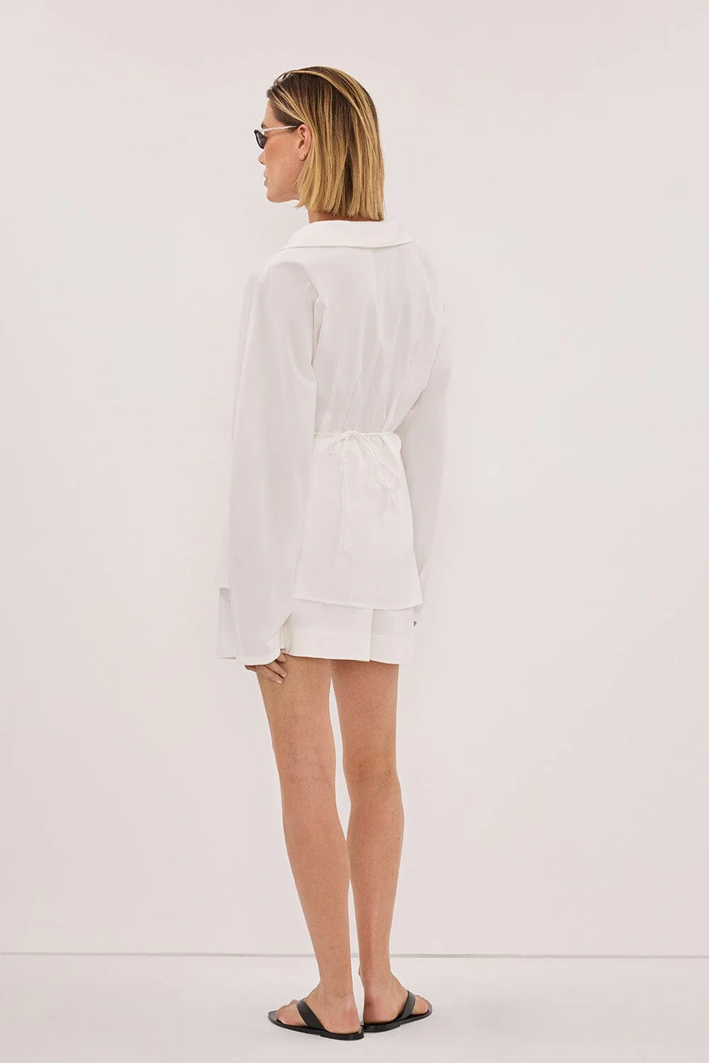 SIENA WHITE COTTON WRAP SHIRT - Image 4