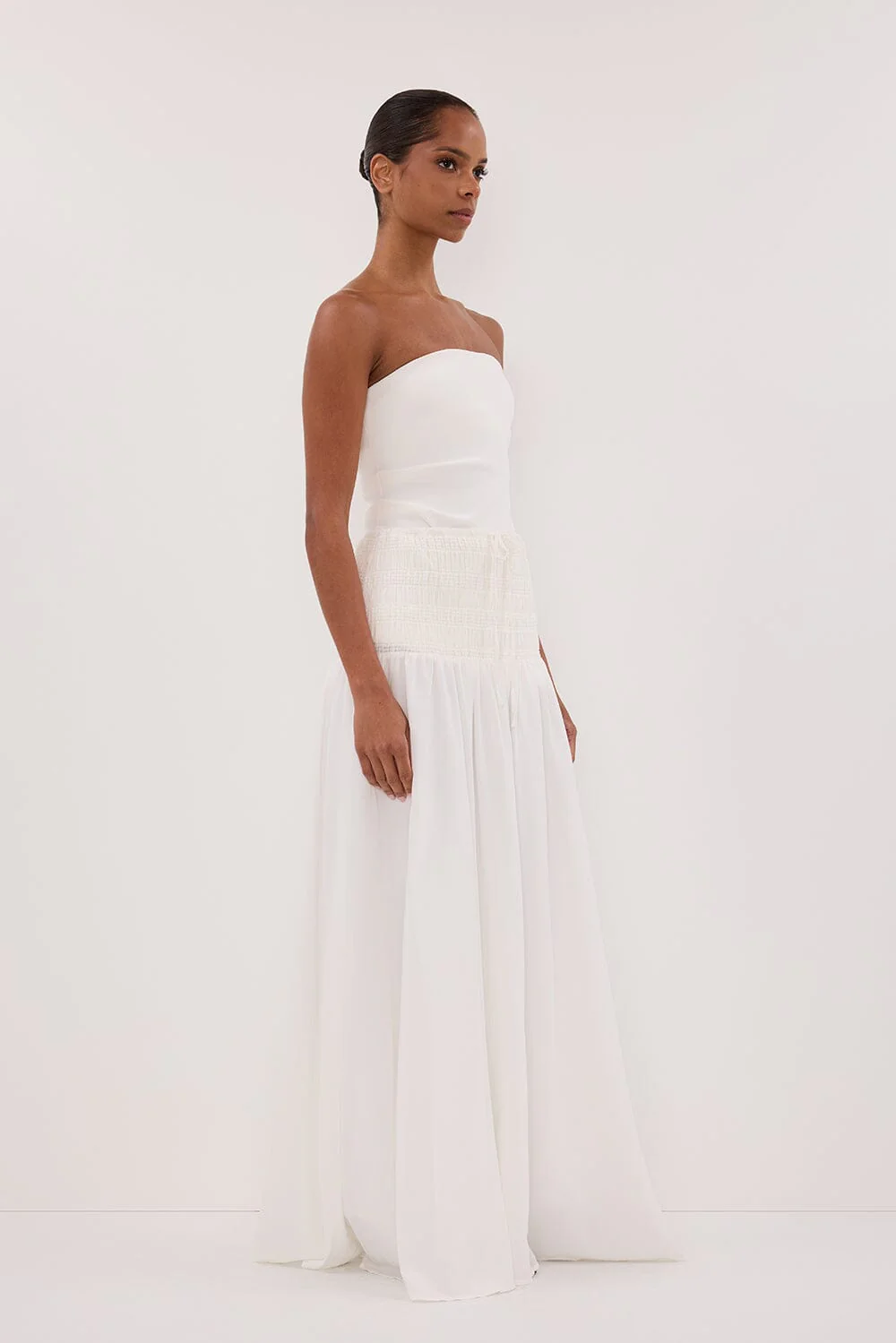 SIERRA WHITE TEXTURED MIDI SKIRT - Image 3