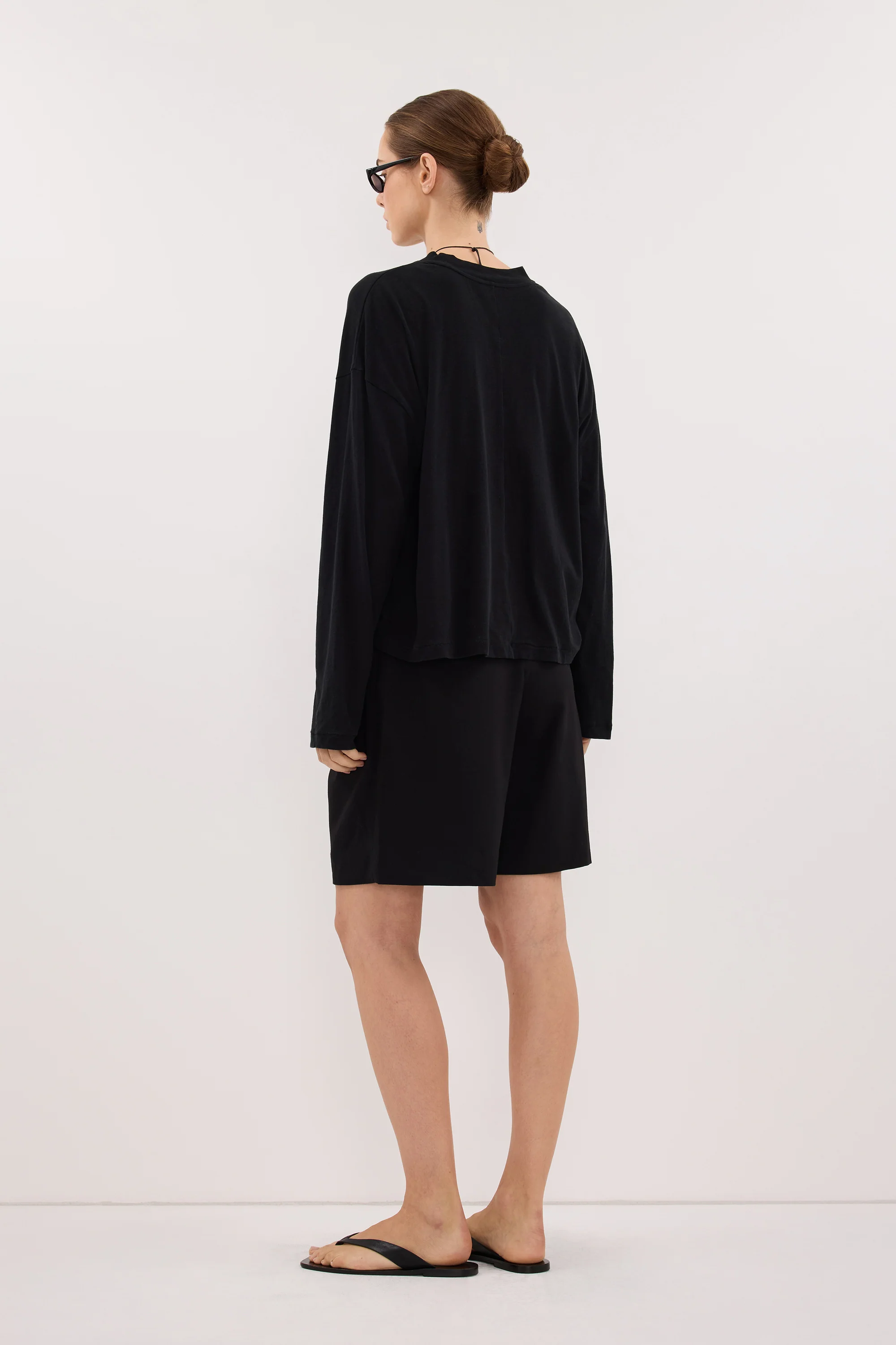 SLOANE BLACK LONG SLEEVE CREW KNIT TOP - PRE ORDER - Image 4
