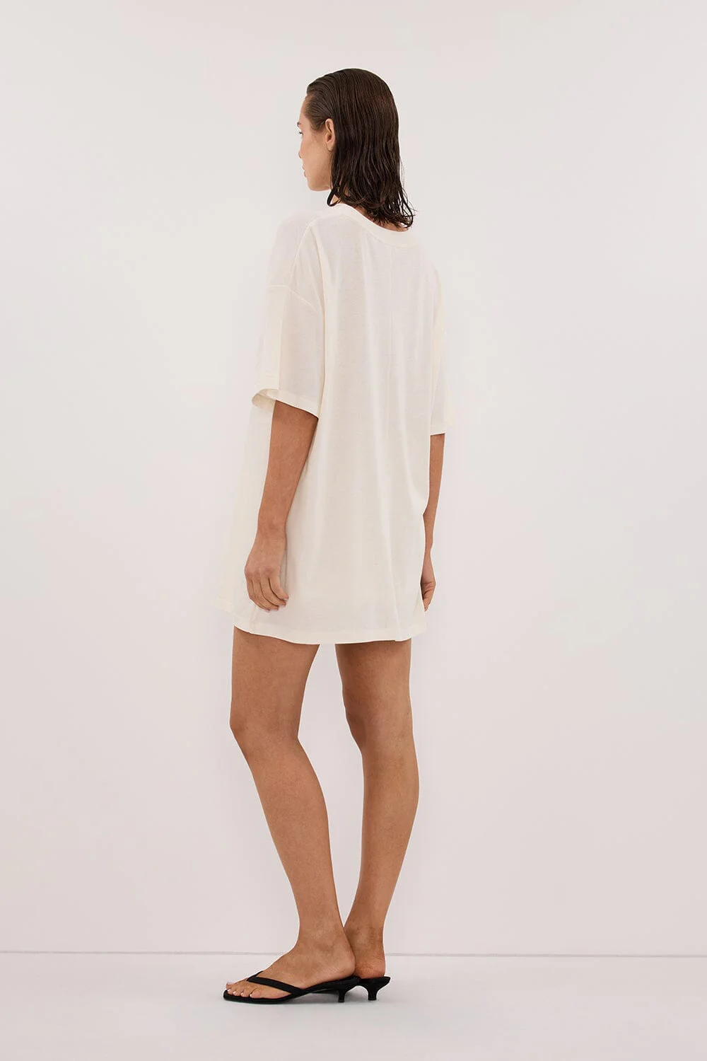 SLOANE CREAM COTTON LONGLINE TEE - Image 4