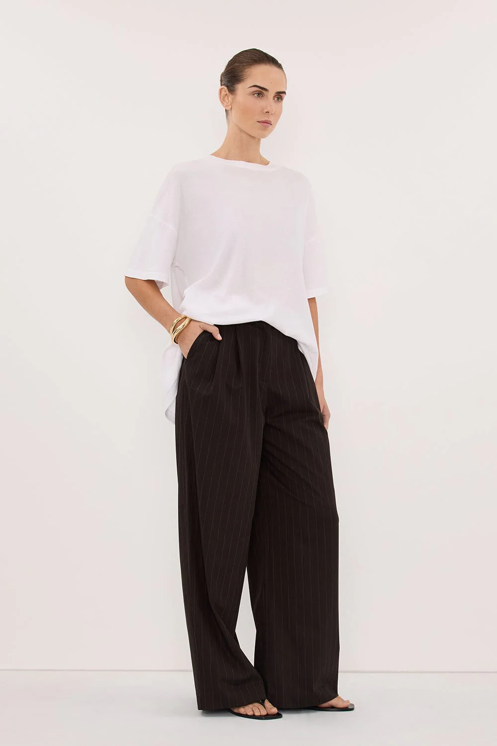 SLOANE WHITE COTTON LONGLINE TEE - Image 4