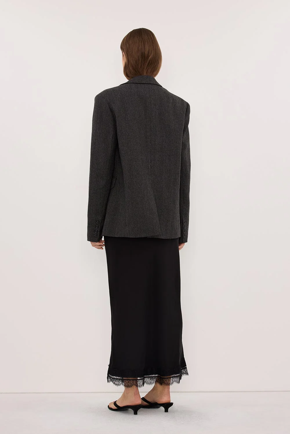 SOFIA DARK GREY OVERSIZED TEXTURED BLAZER - Image 5