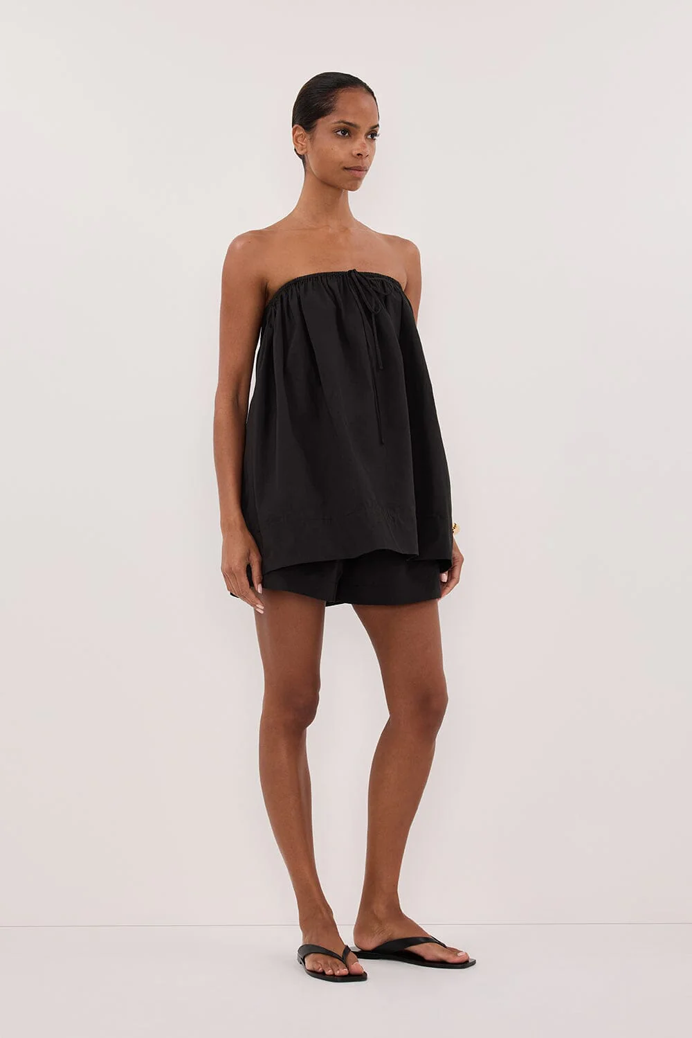 SOMMER BLACK STRAPLESS POPLIN TOP - Image 3