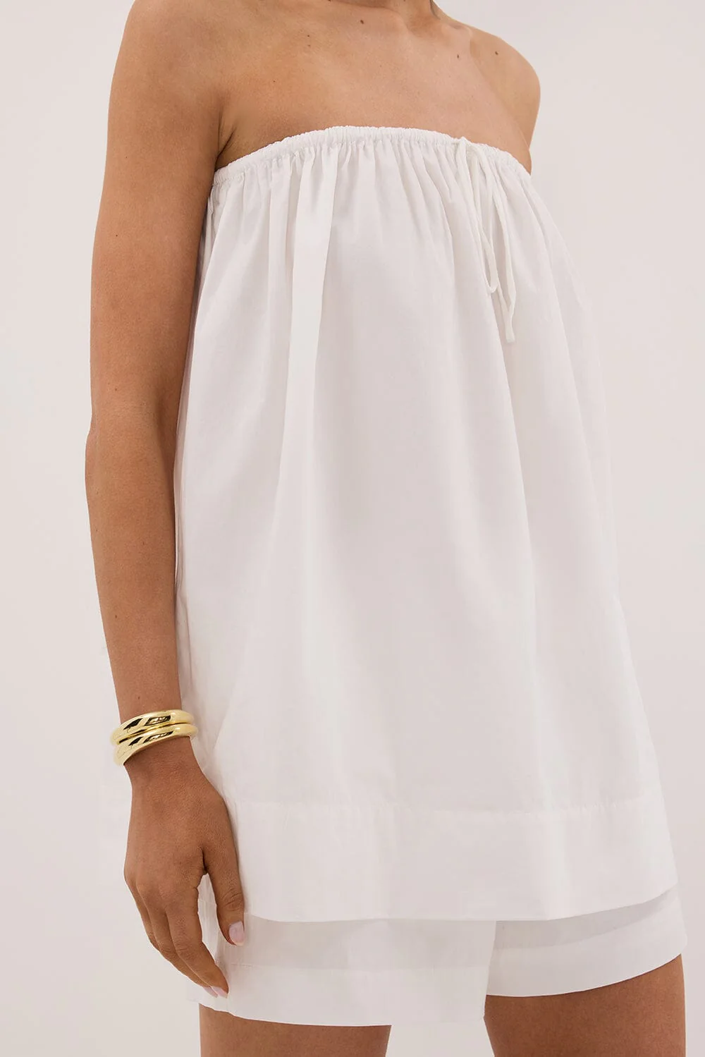 SOMMER WHITE STRAPLESS POPLIN TOP - Image 5