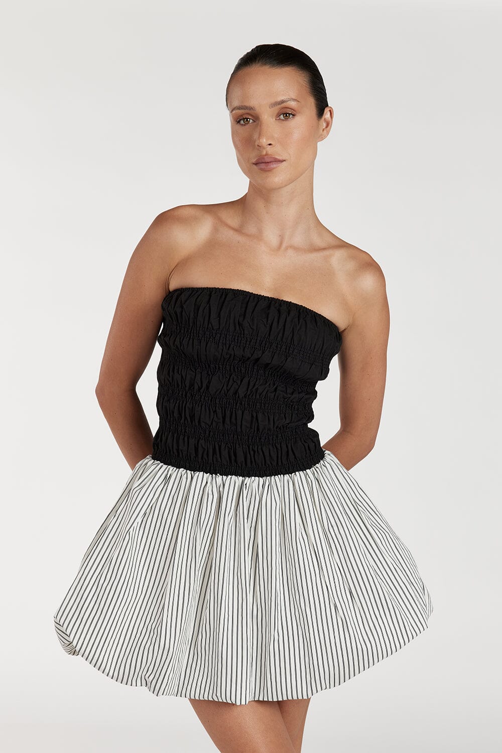 STOCKHOLM STRIPE SILK BLEND MINI DRESS - Image 2