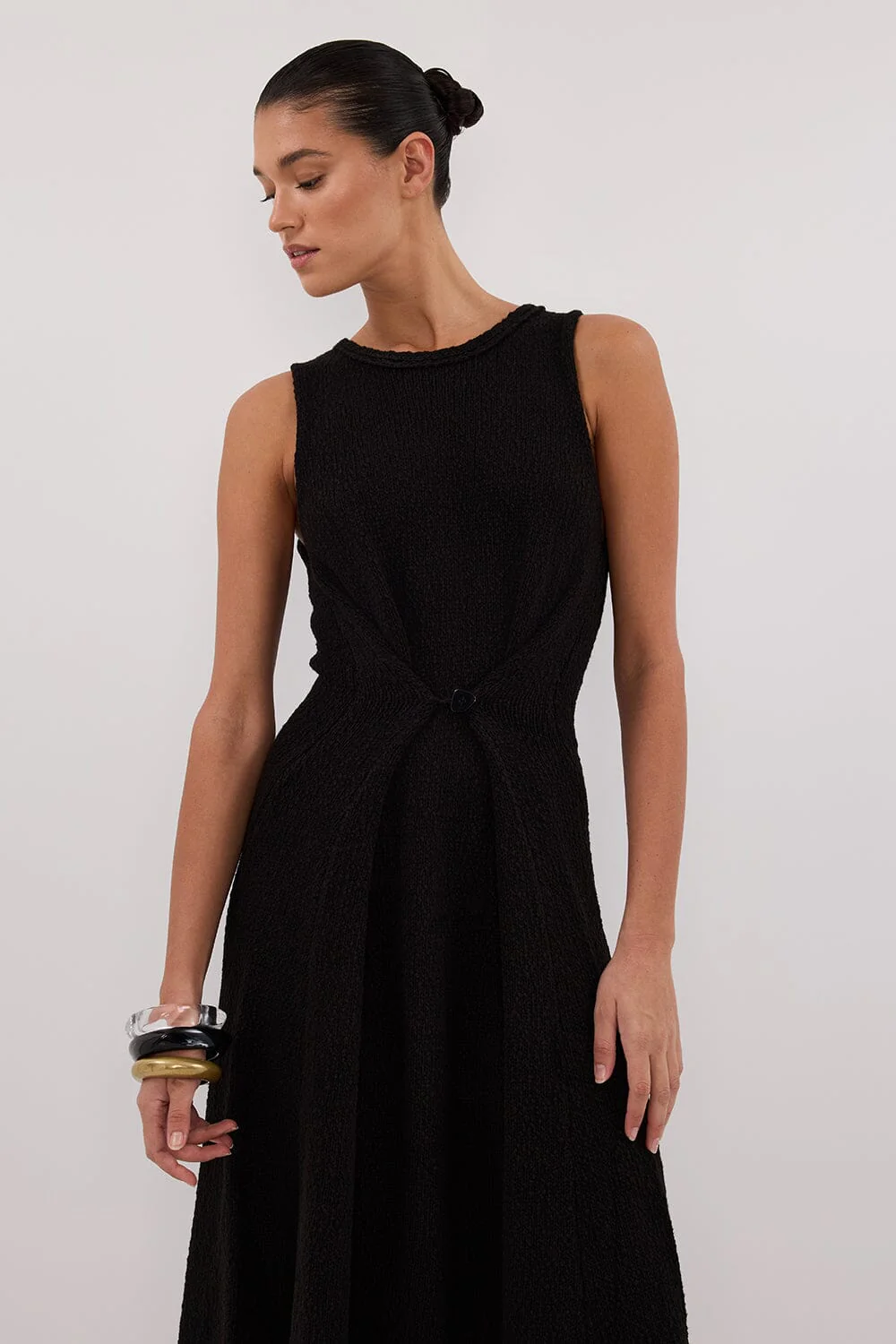 SUE BLACK KNIT MAXI DRESS - Image 2