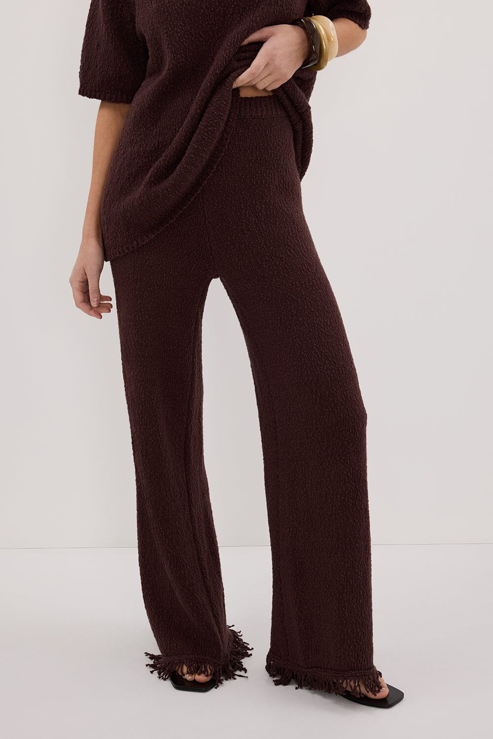 SUE CHOC FRINGE KNIT PANT - Image 2
