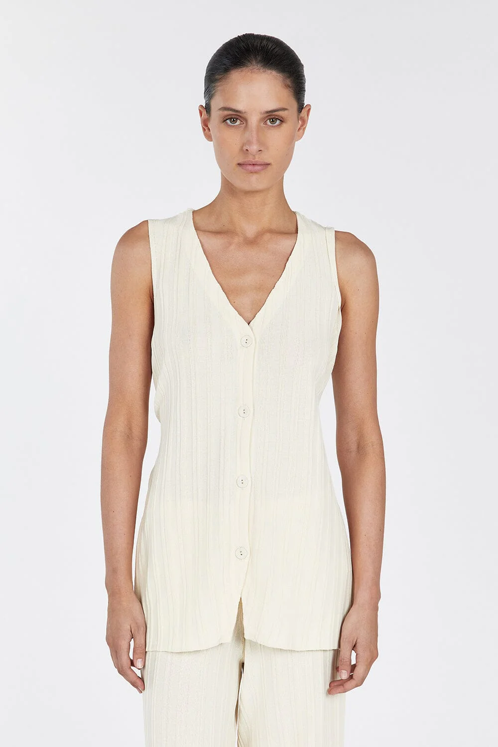 SYLVIA CREAM LONGLINE VEST - Image 2