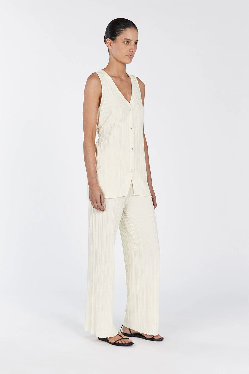 SYLVIA CREAM LONGLINE VEST - Image 3