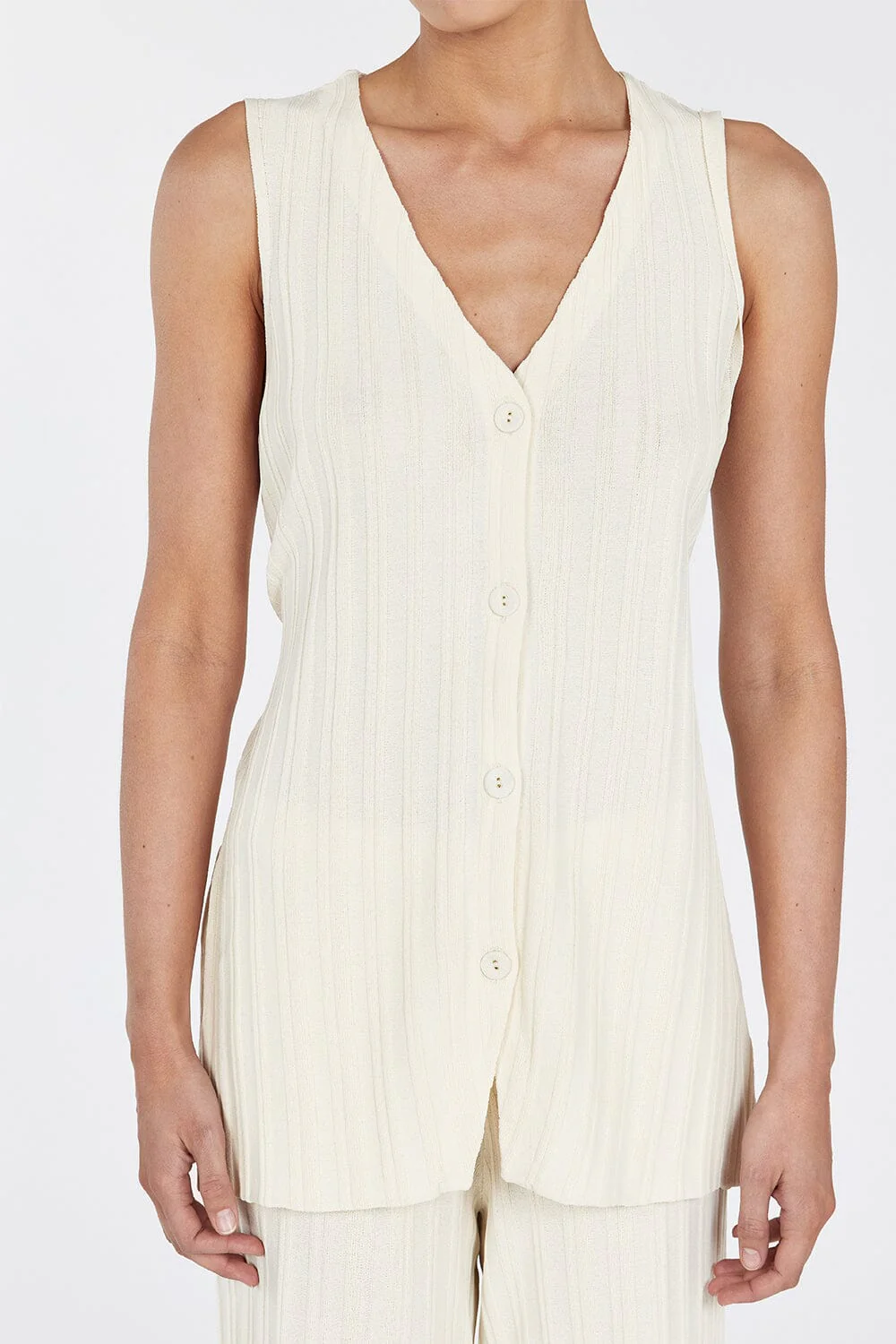 SYLVIA CREAM LONGLINE VEST - Image 5