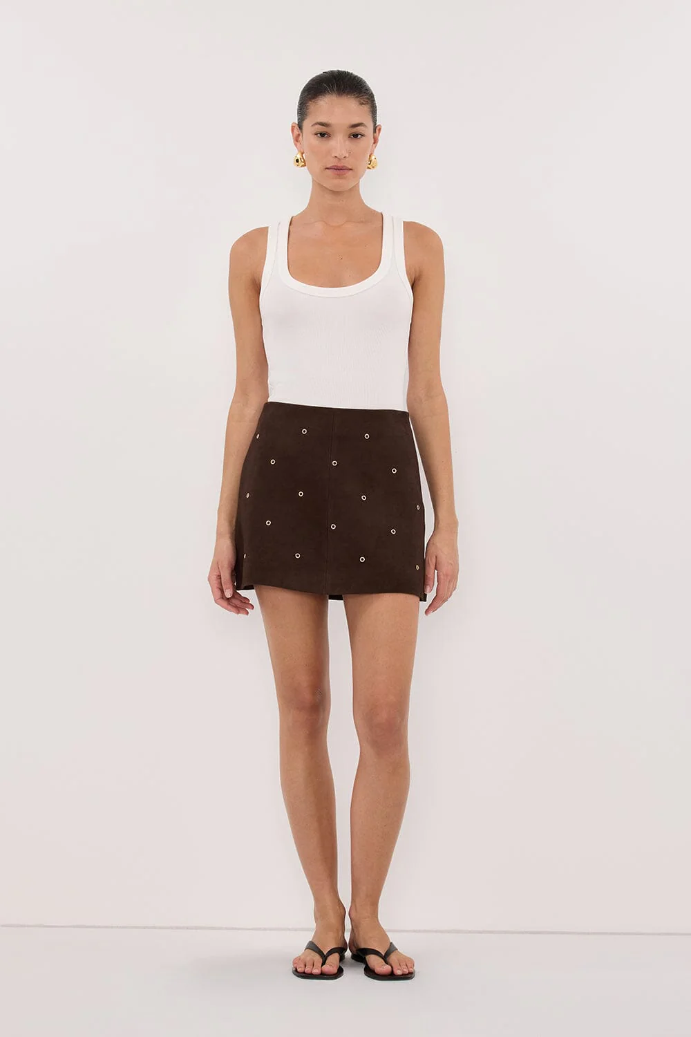 SYLVIE BITTER CHOC SUEDE MINI SKIRT - Image 6