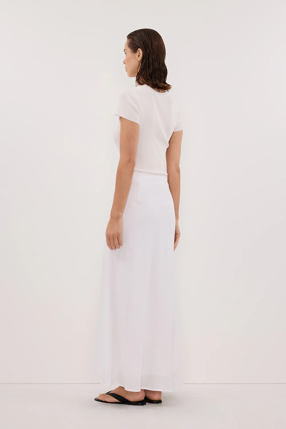 SYRAH WHITE LINEN MIDI SKIRT - Image 4