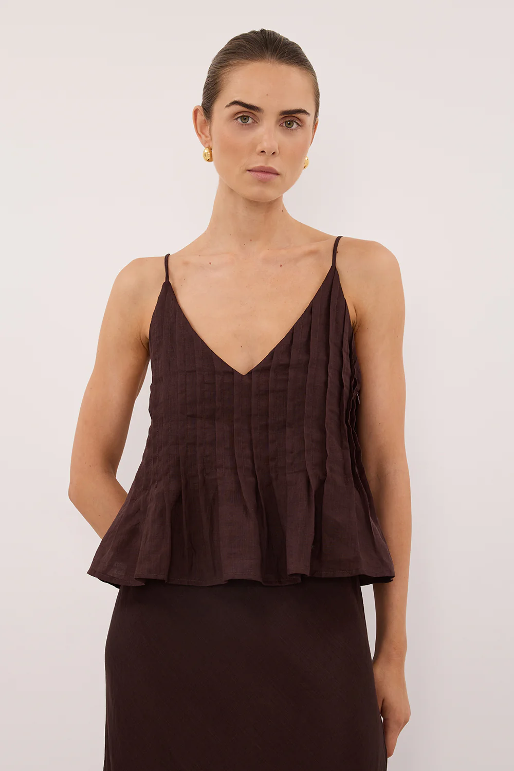 TAHLIA BURNT CHOC RAMIE TOP - Image 2