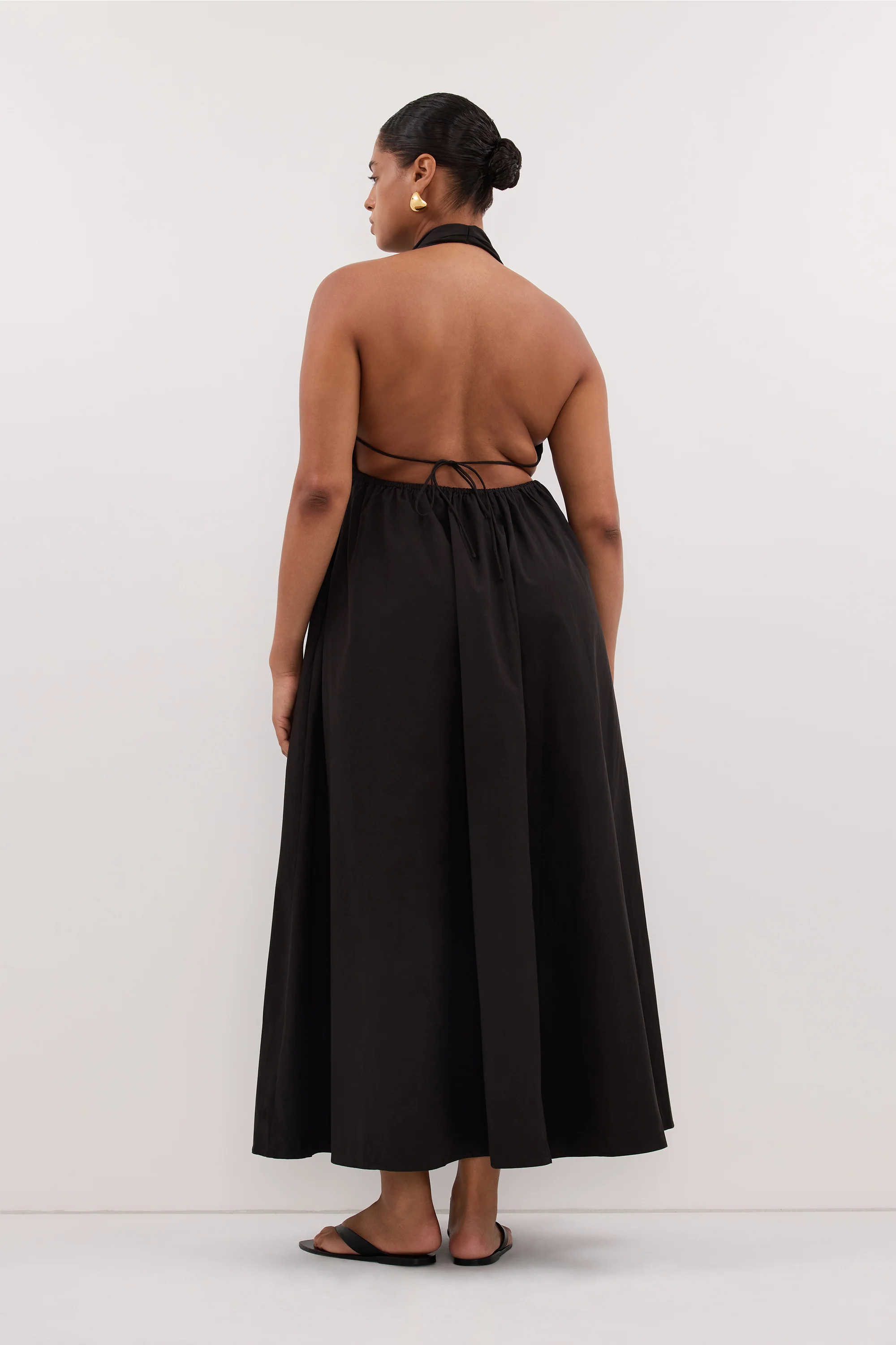 TAMMY BLACK SLEEVELESS COTTON MIDI DRESS - Image 6