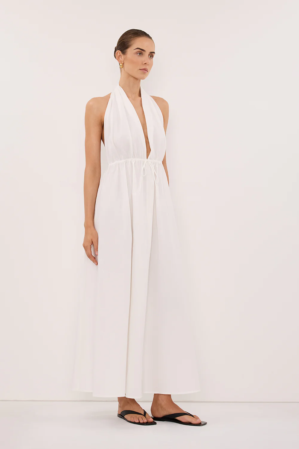 TAMMY WHITE SLEEVELESS COTTON MIDI DRESS - Image 3