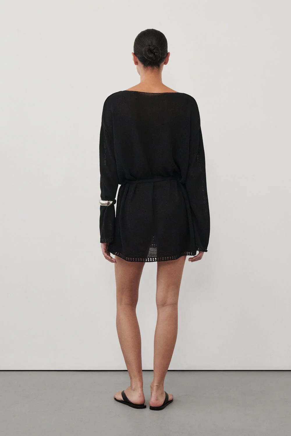 TARI BLACK KNIT LONG SLEEVE MINI DRESS - Image 5