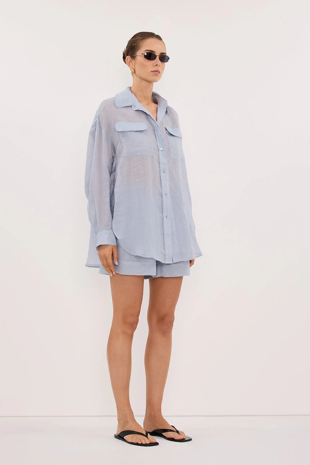 TENLEY DUSTY BLUE RAMIE SHIRT - Image 3