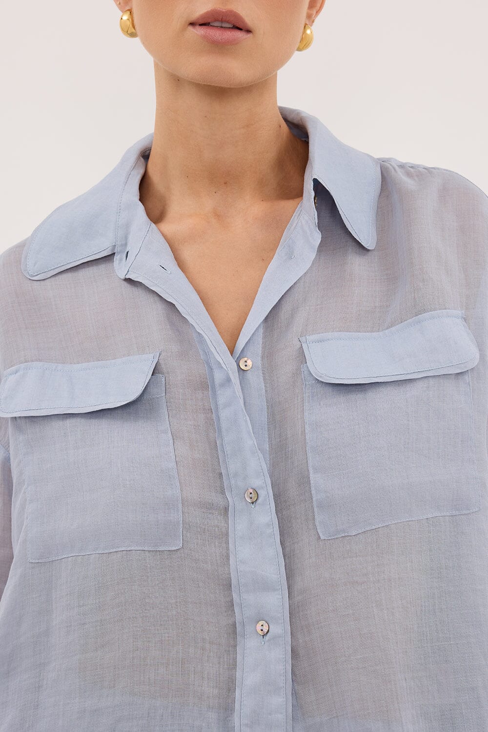 TENLEY DUSTY BLUE RAMIE SHIRT - Image 5