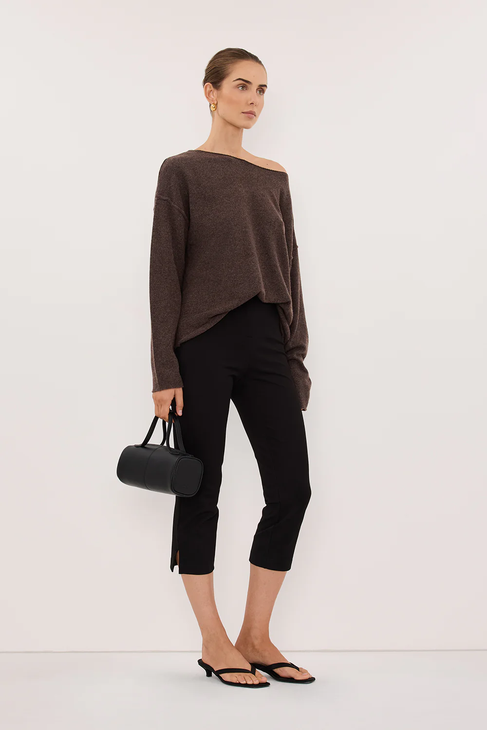 TESS CHOC MARLE BOATNECK KNIT JUMPER - Image 4