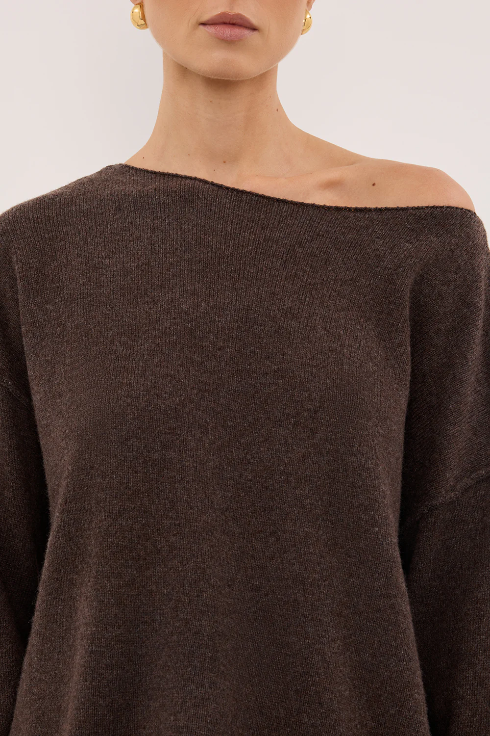 TESS CHOC MARLE BOATNECK KNIT JUMPER - Image 6