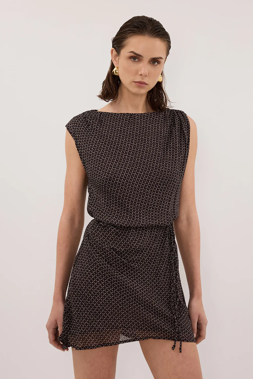 TIA CHOC MICRO CHECK MINI DRESS - Image 2