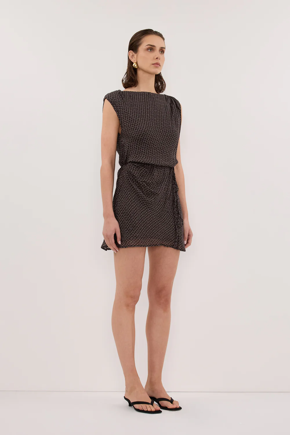 TIA CHOC MICRO CHECK MINI DRESS - Image 3