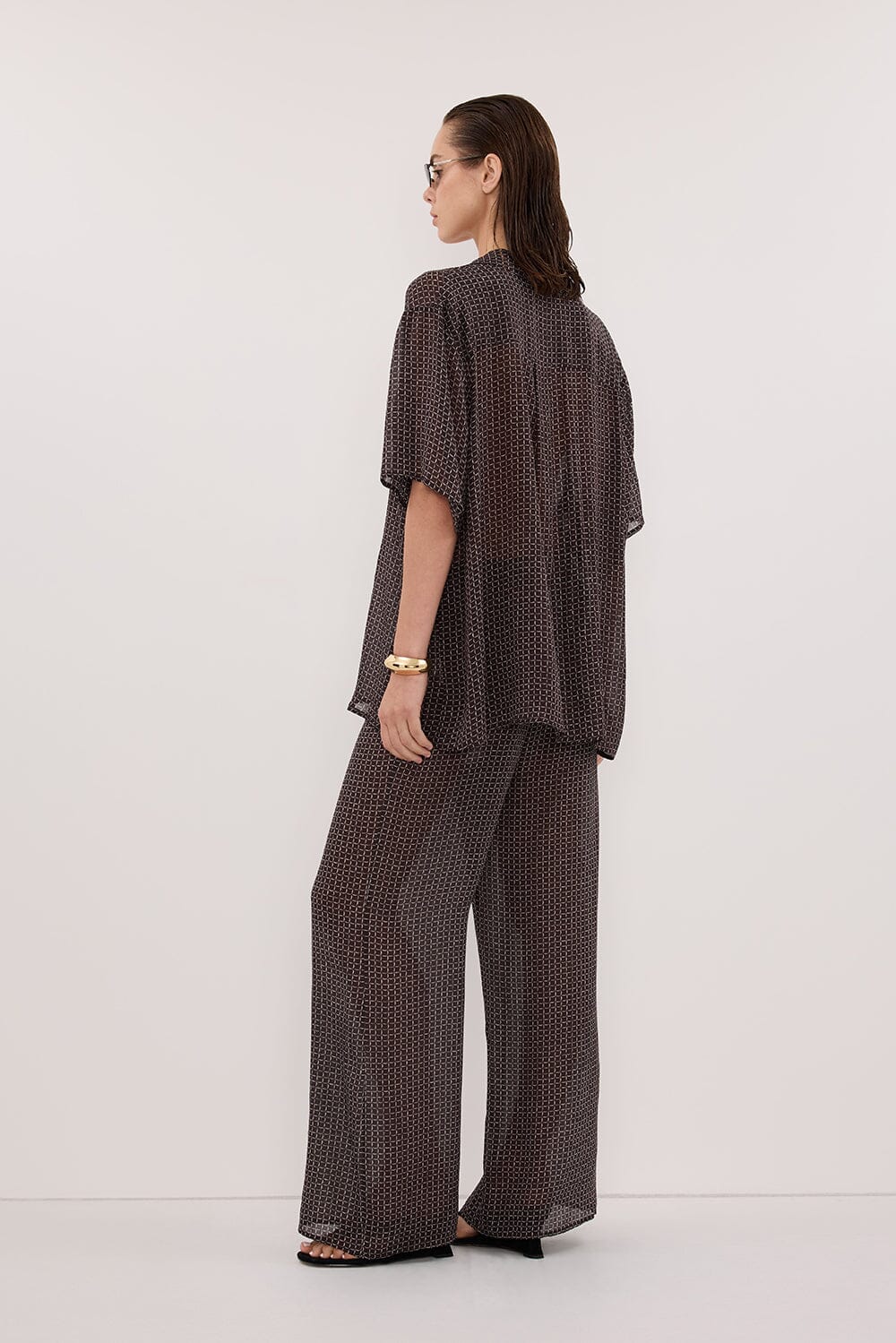 TIA CHOC MICRO CHECK PANT - Image 4