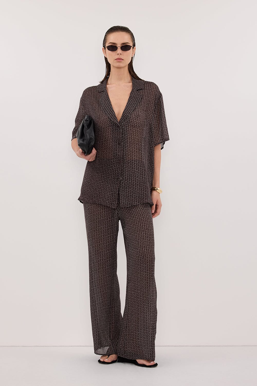 TIA CHOC MICRO CHECK SHIRT