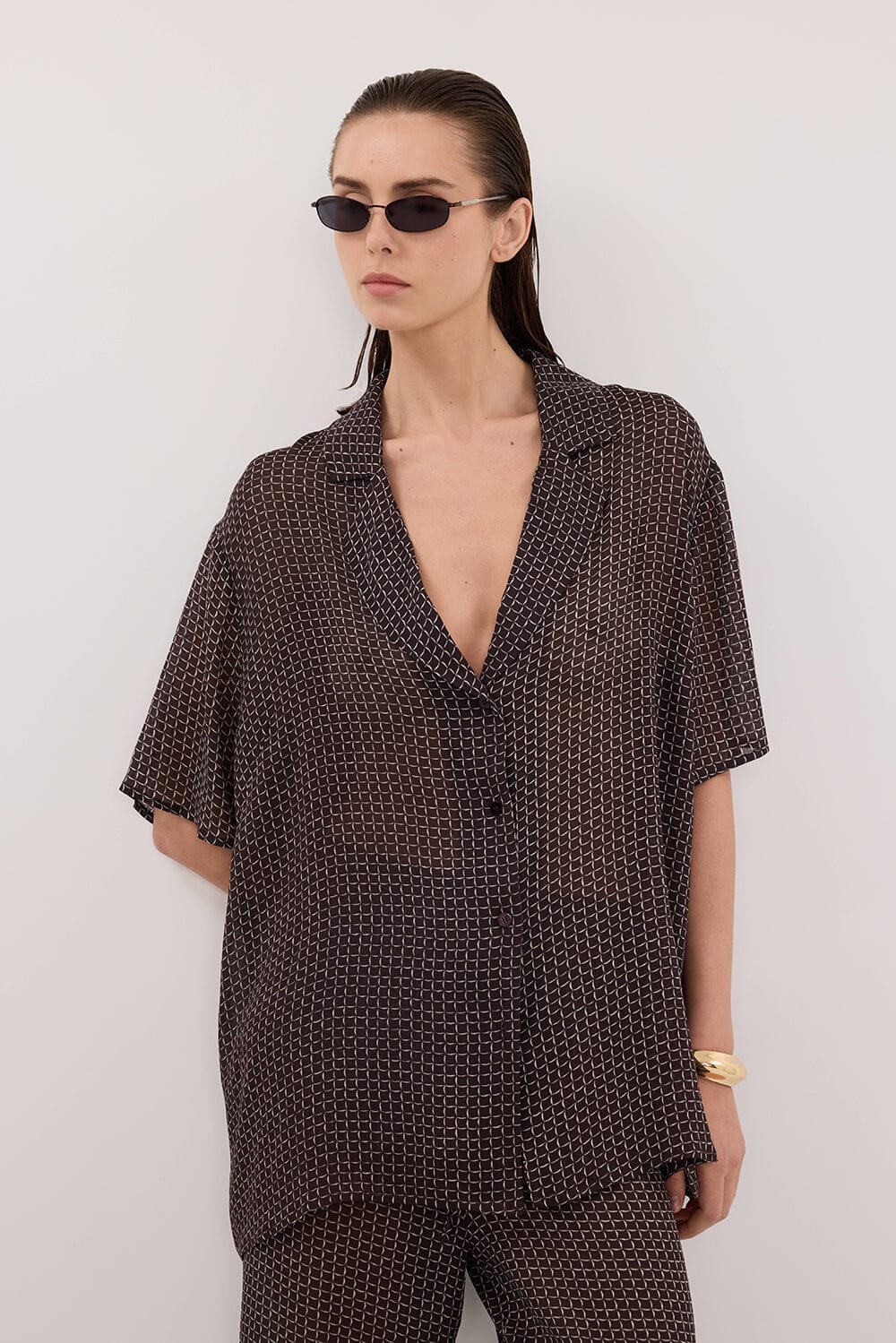 TIA CHOC MICRO CHECK SHIRT - Image 2