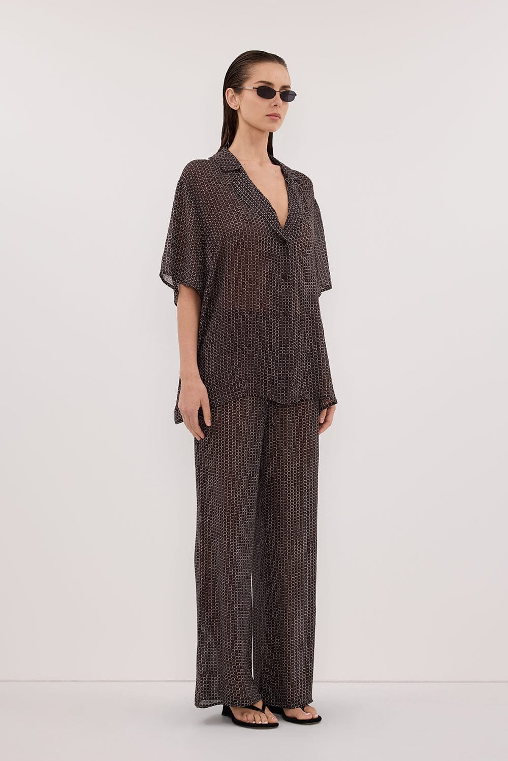 TIA CHOC MICRO CHECK SHIRT - Image 3