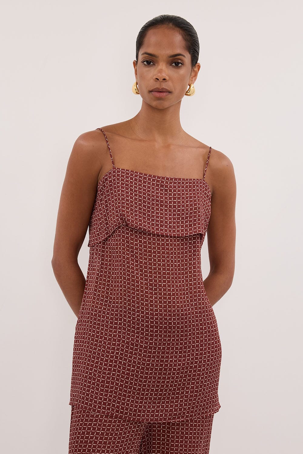 TIA SAHARA SLEEVELESS MICRO CHECK CAMI TOP - Image 2