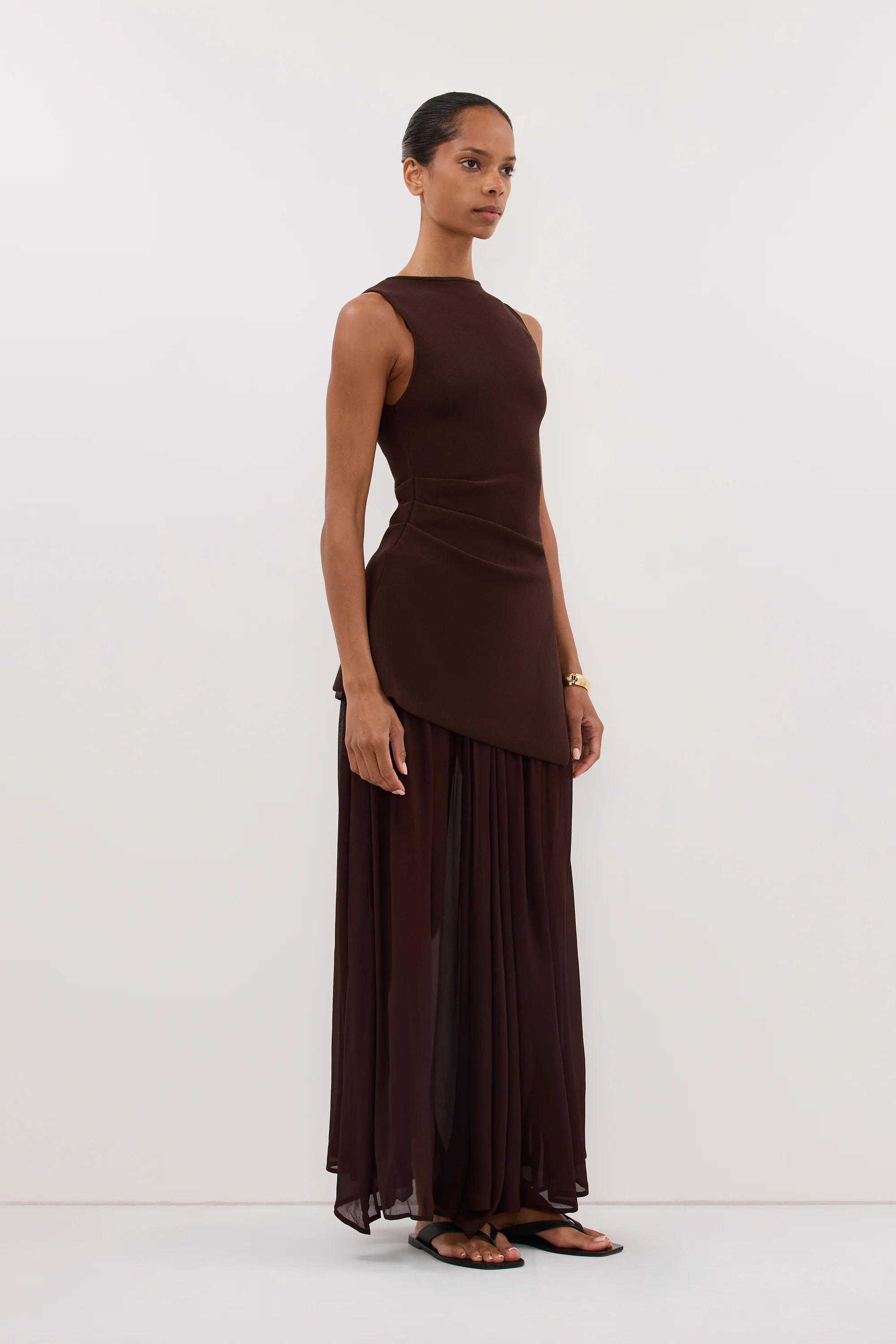 TIANA DARK CHOC MIDI SKIRT - Image 3