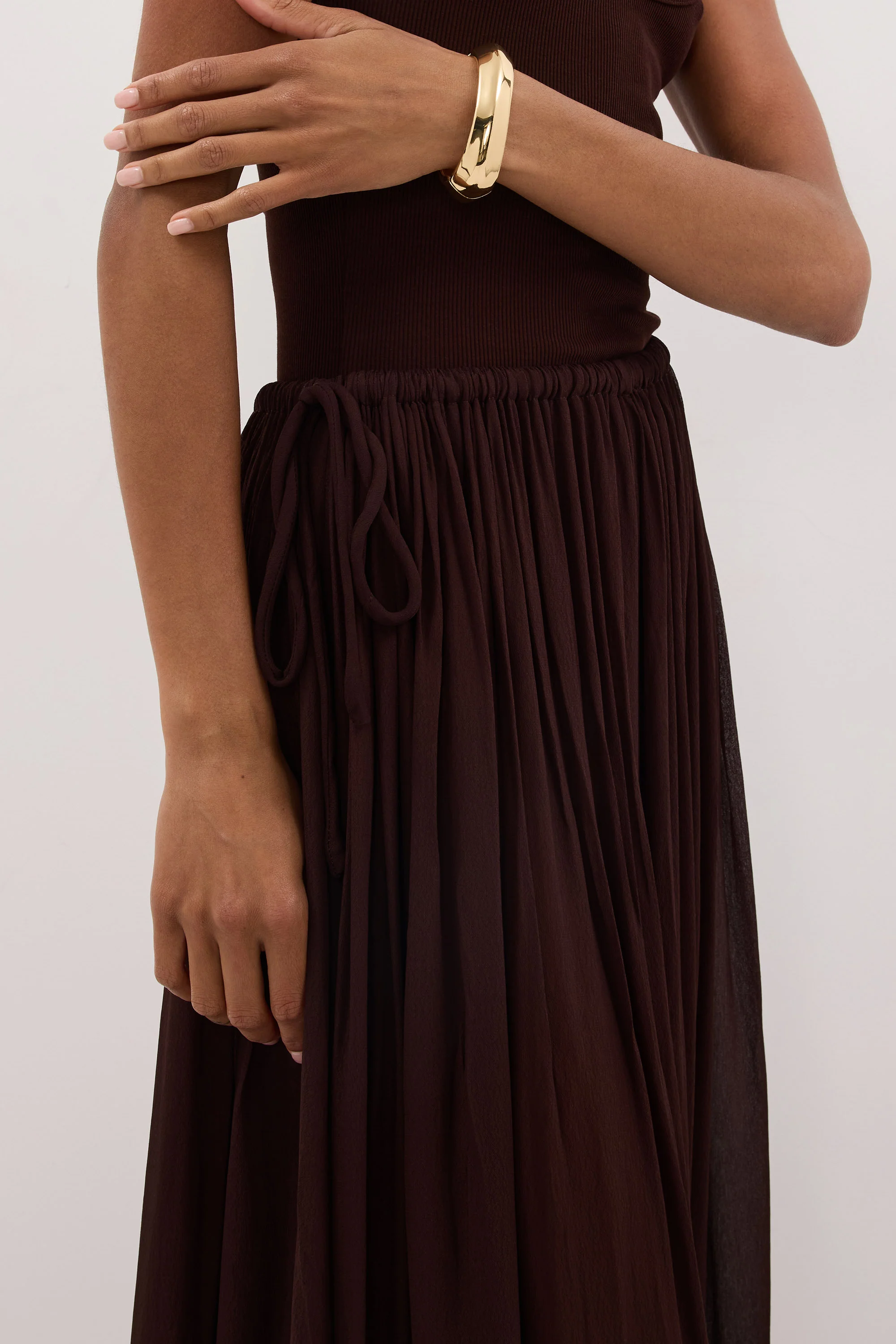 TIANA DARK CHOC MIDI SKIRT - Image 5