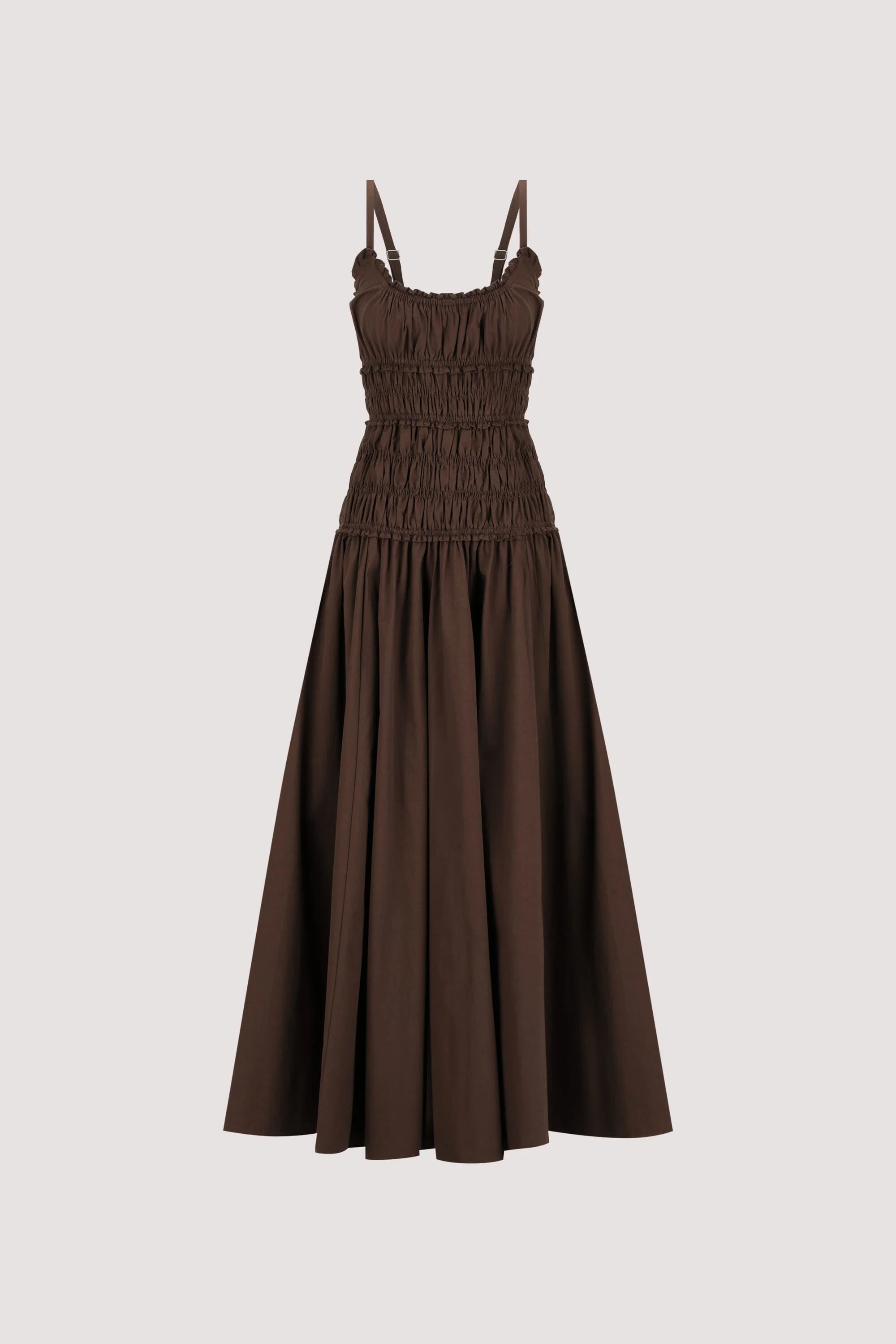 TOBY BITTER CHOC COTTON MIDI DRESS - Image 6