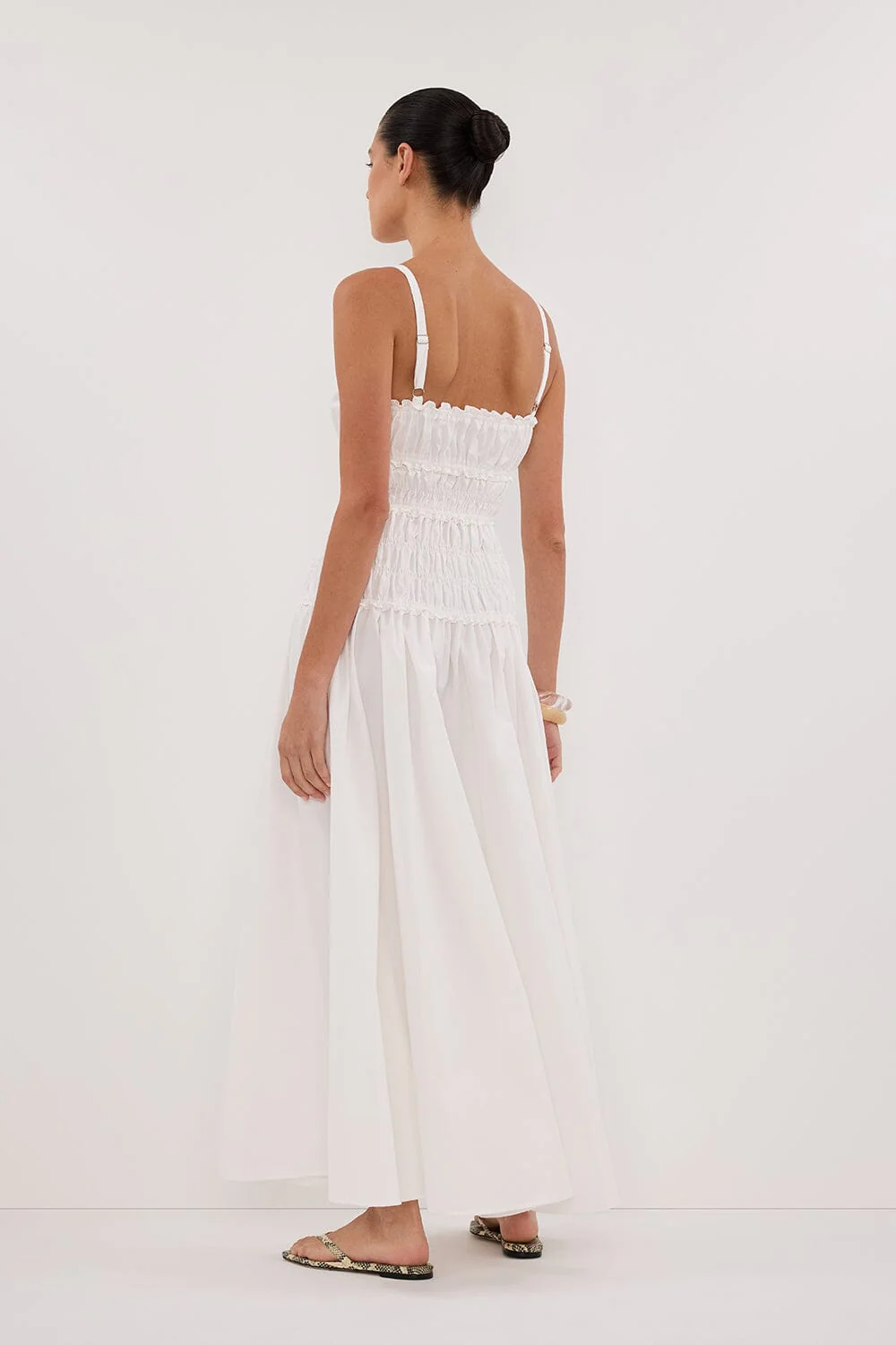 TOBY WHITE COTTON MIDI DRESS - Image 4