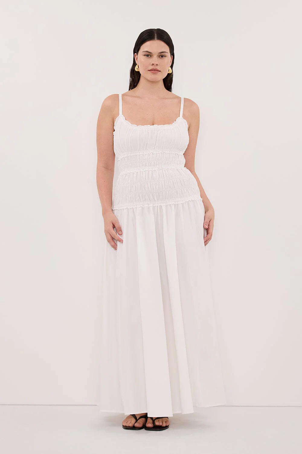 TOBY WHITE COTTON MIDI DRESS - Image 6