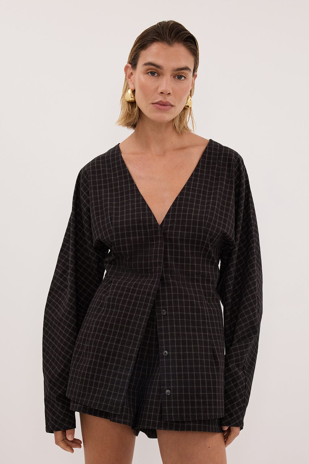 TOVA INK CHECK FITTED SHIRT - Image 5