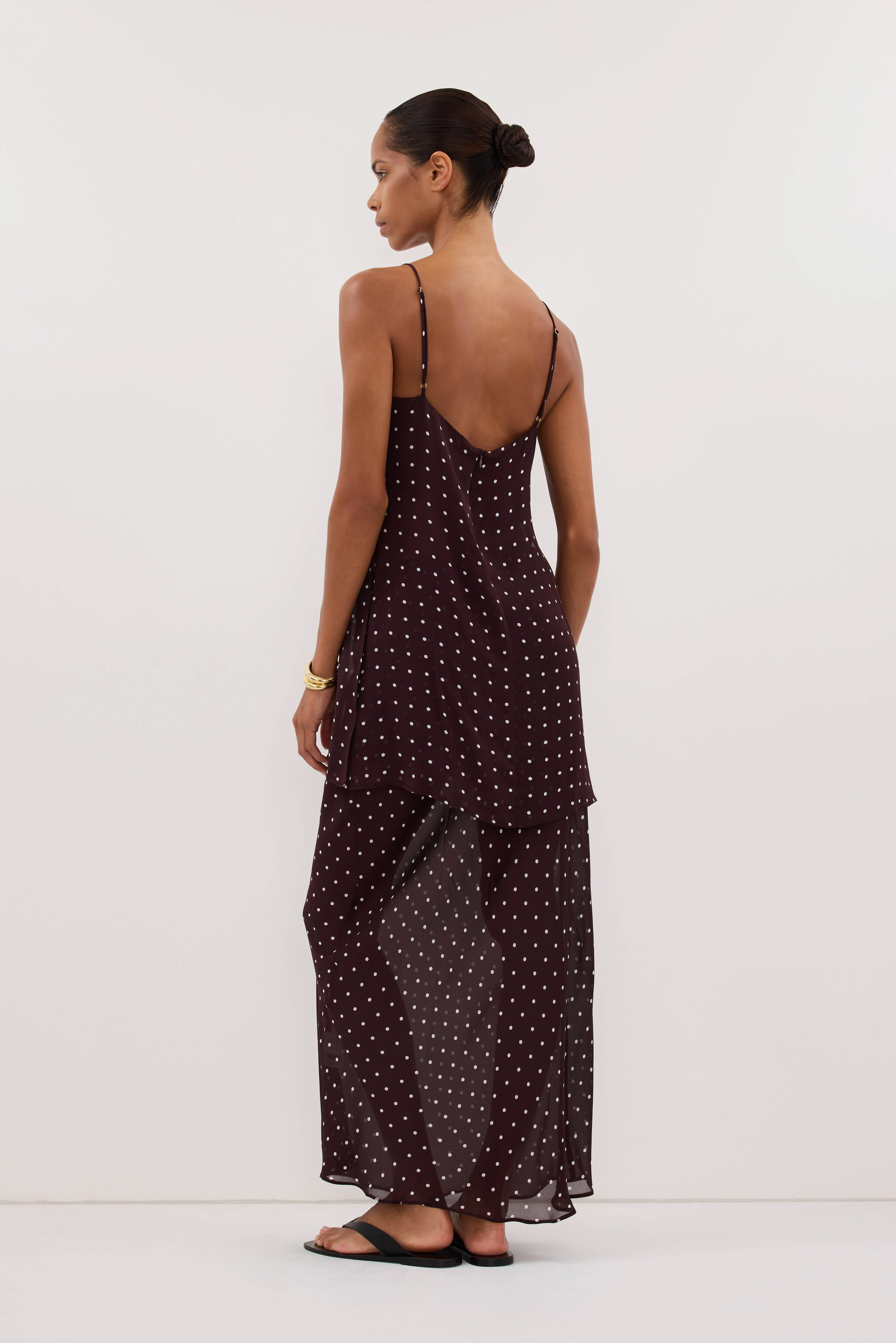 VANESSA BITTER CHOC SLEEVELESS SPOT CAMI TOP - Image 8