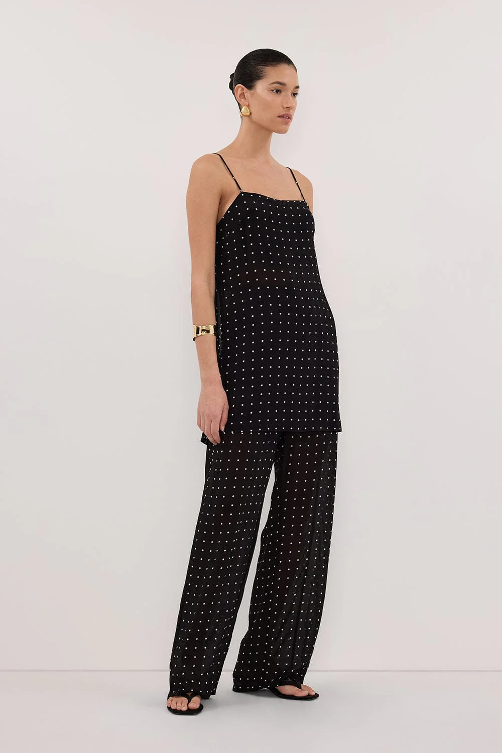 VANESSA BLACK SLEEVELESS SPOT CAMI TOP - Image 3
