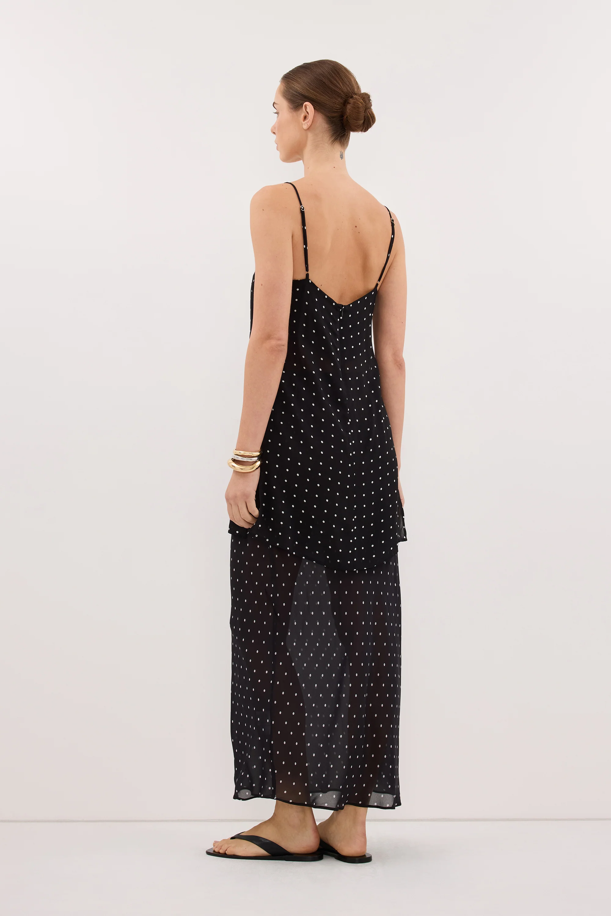 VANESSA BLACK SHEER SPOT MIDI SKIRT - Image 4