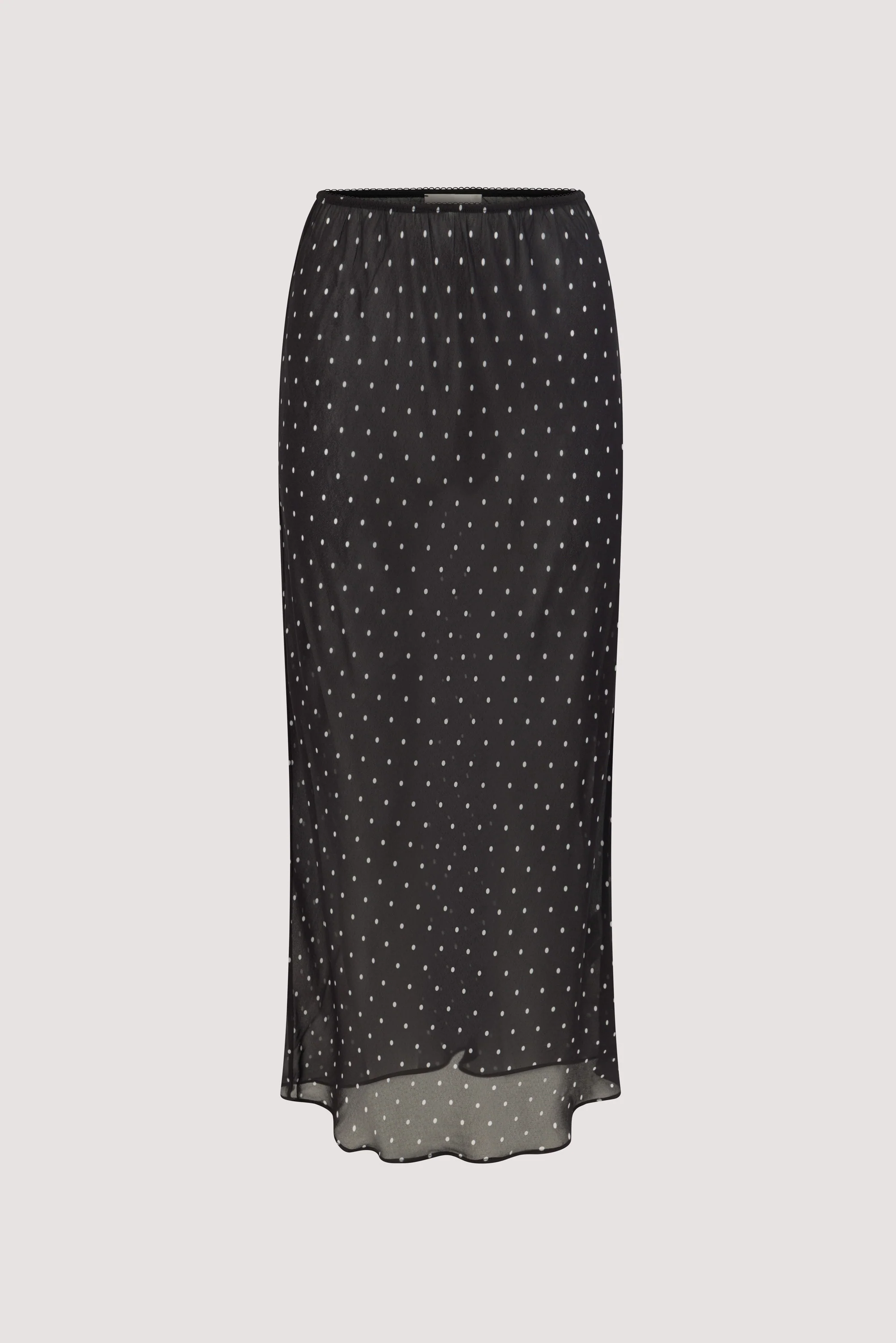 VANESSA BLACK SHEER SPOT MIDI SKIRT - Image 8