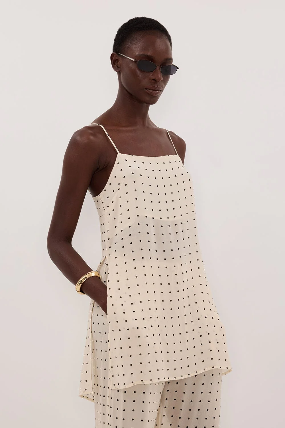VANESSA SANDSTONE SLEEVELESS SPOT CAMI TOP - Image 3