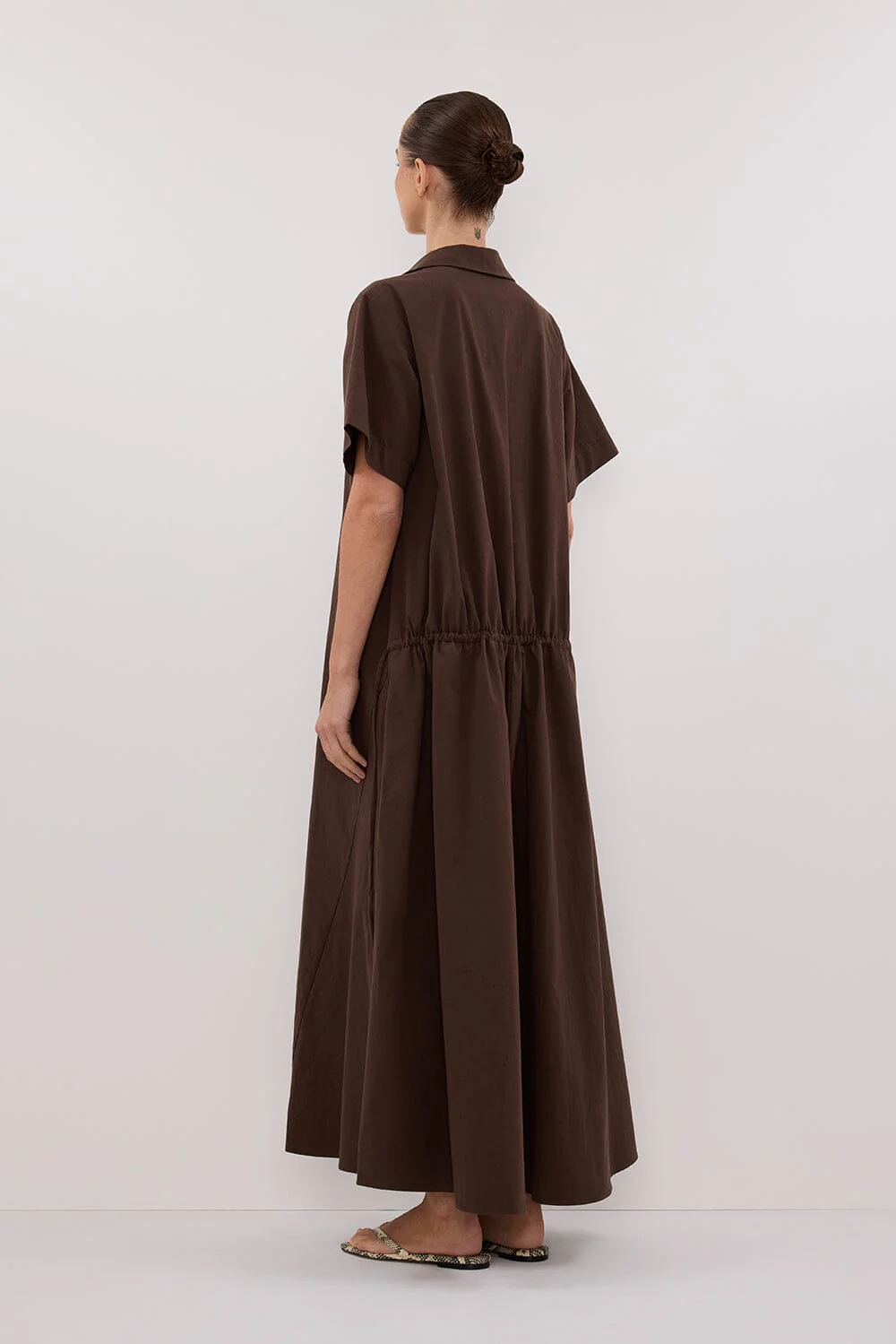 VIOLET BITTER CHOC SHIRT MIDI DRESS - Image 4