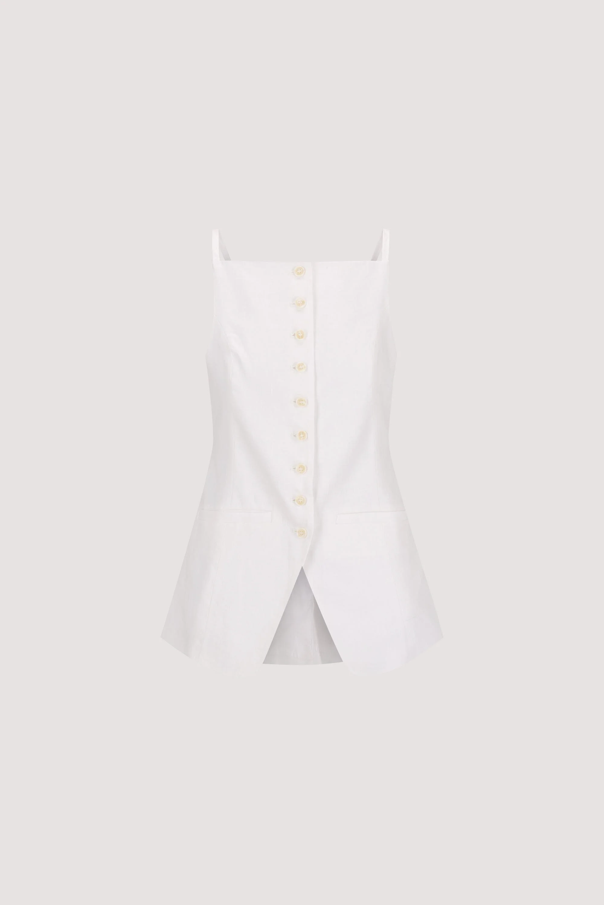 VIV WHITE SLEEVELESS LINEN VEST - Image 6