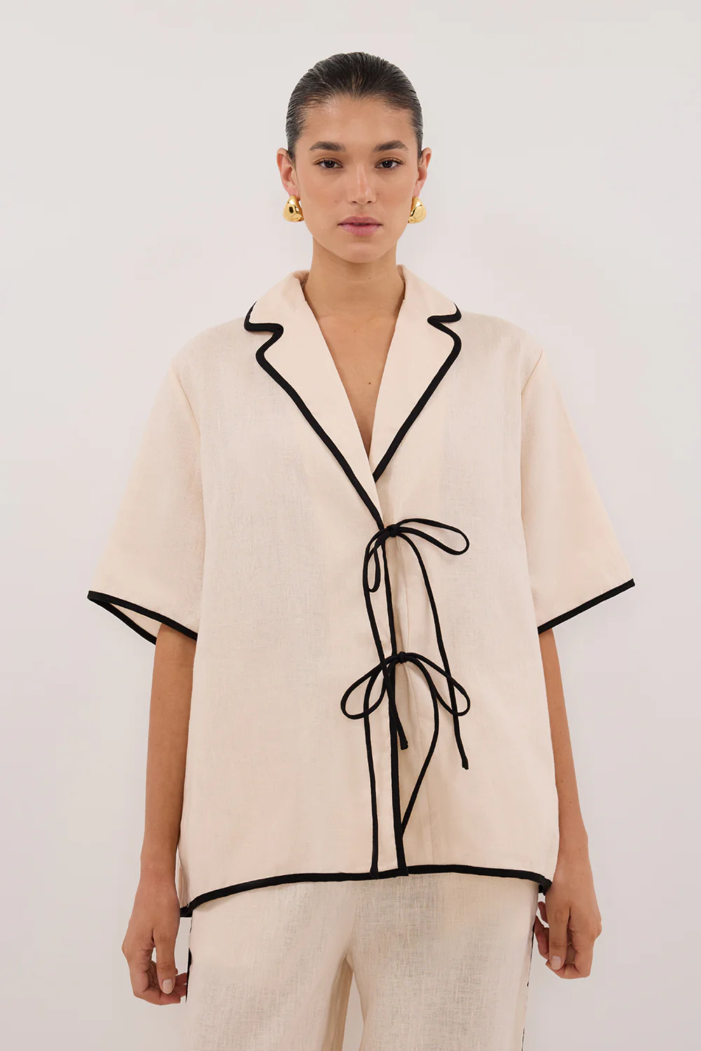 VON CREAM LINEN SHIRT - Image 2