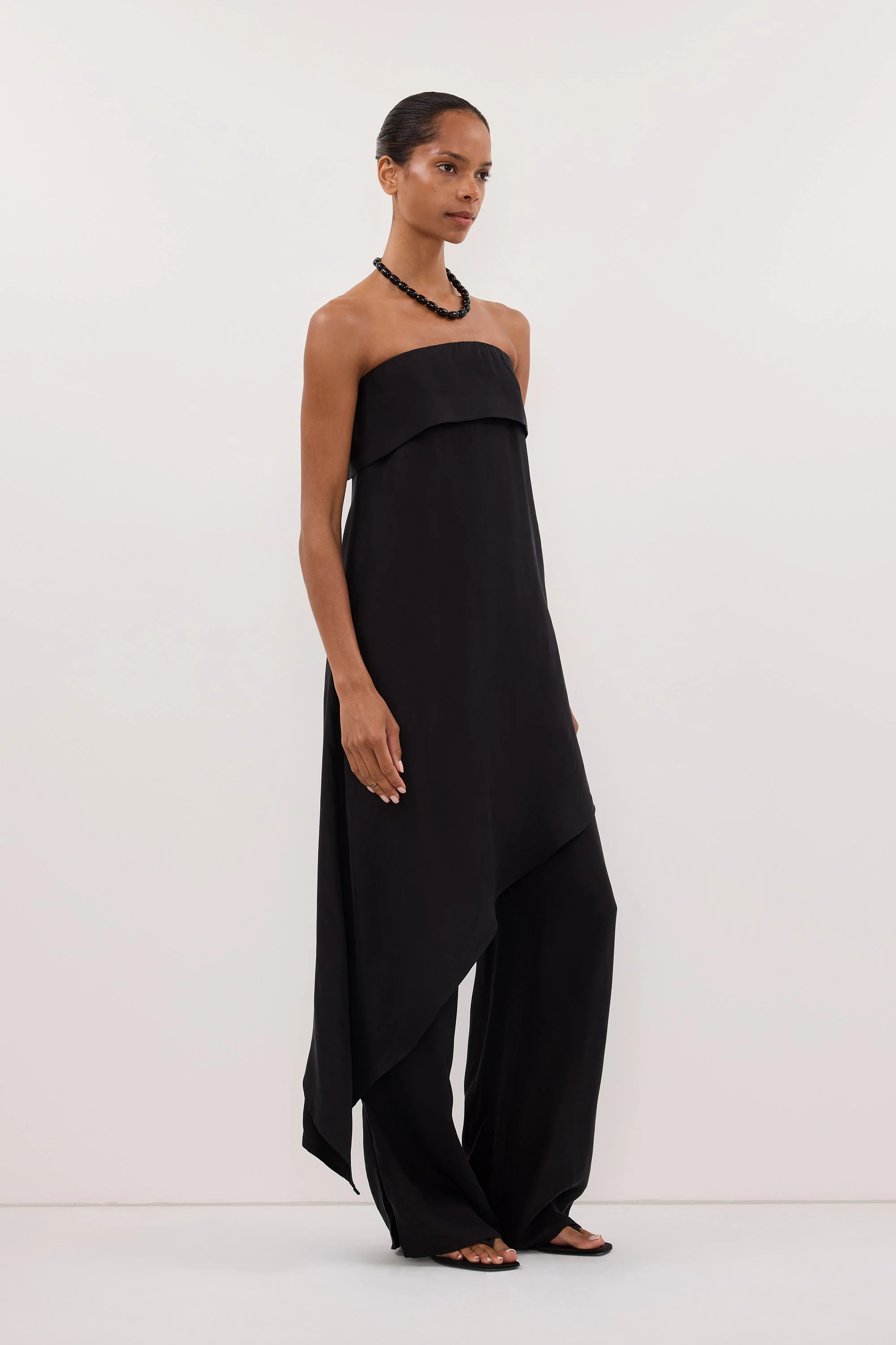 XENA BLACK CUPRO SIDE SPLIT PANT - Image 3