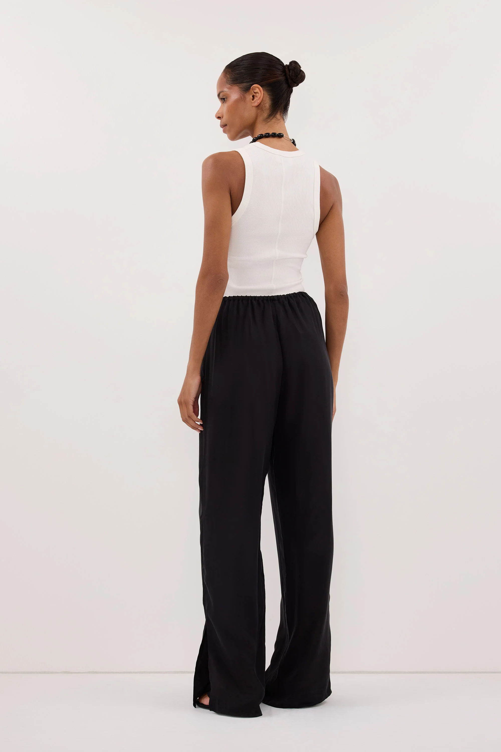 XENA BLACK CUPRO SIDE SPLIT PANT - Image 7