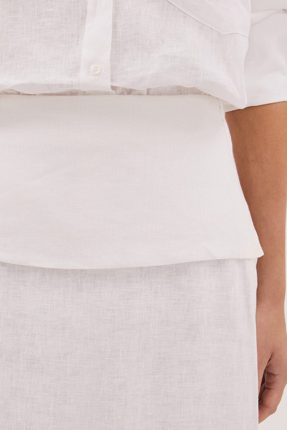 YARA WHITE LINEN FOLDOVER MIDI SKIRT - Image 5